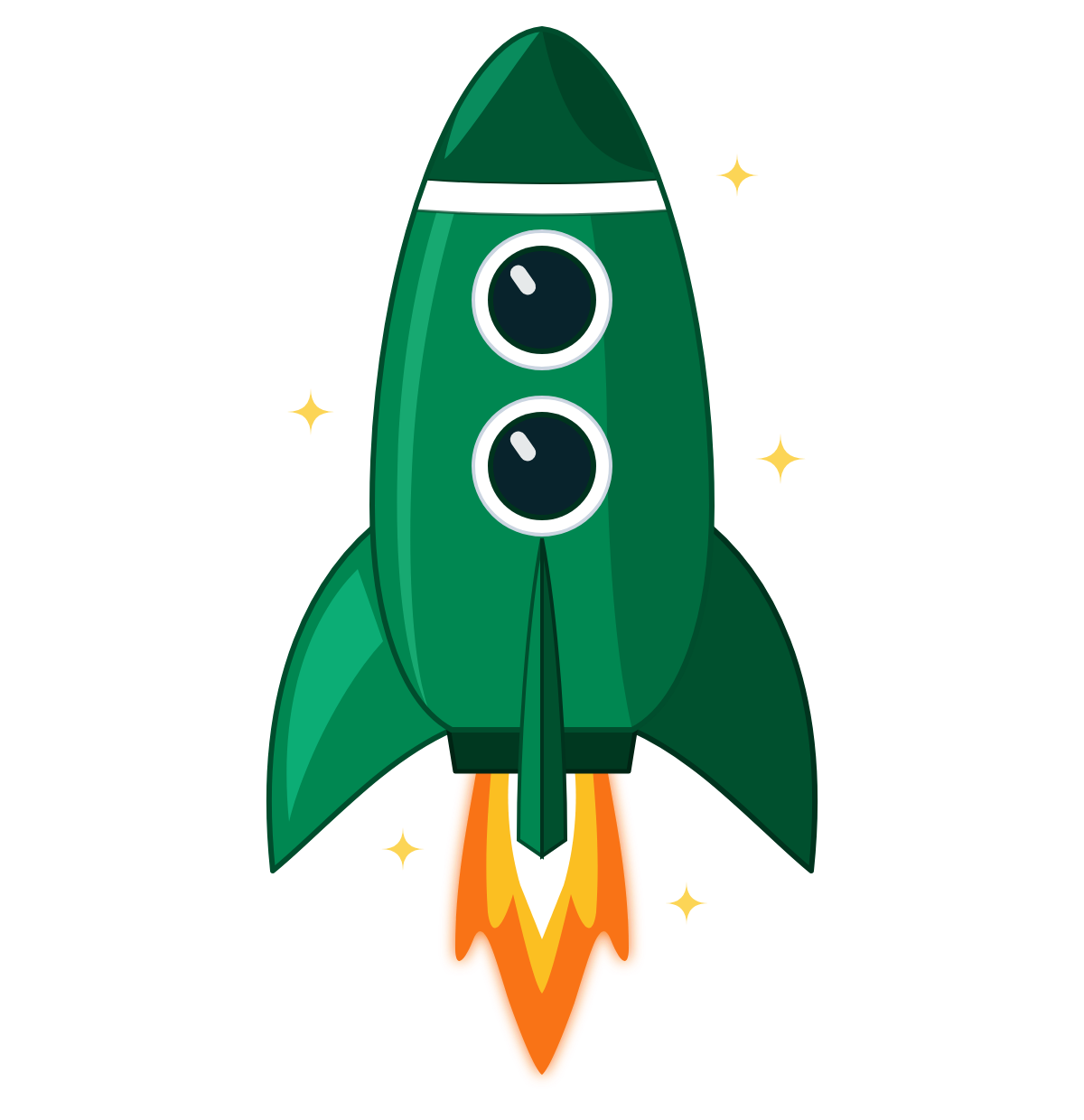 Retro Green and White Rocket